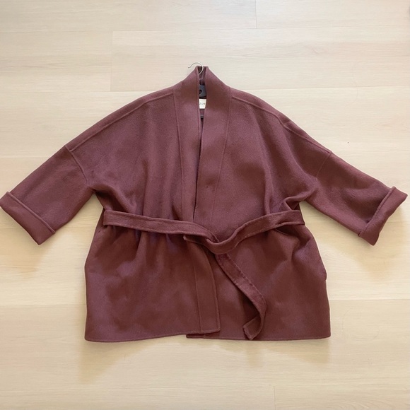 ZUM oversized Sheep Wool double face Belted Kimono Jacket coat S - Picture 2 of 9